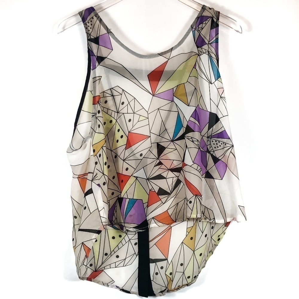 Uniq Sheer Geometric Colorful Tank Top